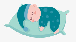 婴儿穿着睡衣卡通婴儿抱着枕头安睡高清图片