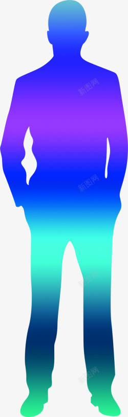 男士蓝紫色轮廓商务海报素材