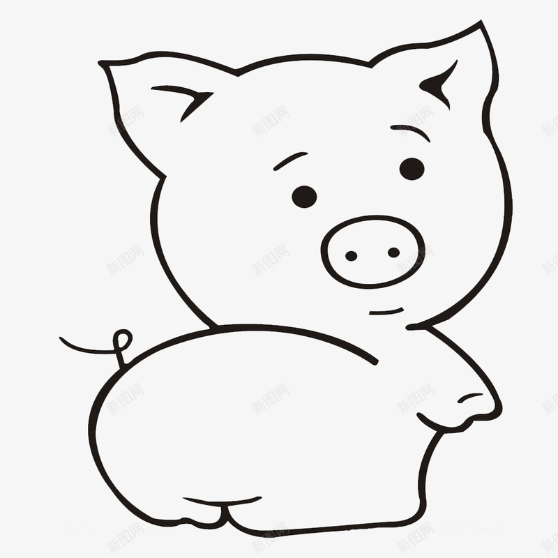 回头猪简笔画图标png_新图网 https://ixintu.com 动物剪影 动物简笔画 回头可爱猪简笔画 手绘动物 猪剪影 猪简笔画 简洁