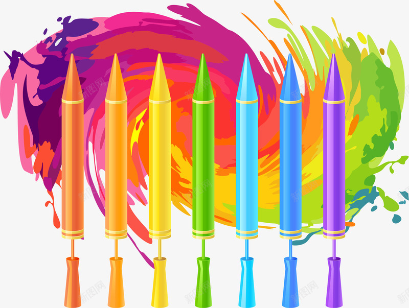 彩色水彩笔png免抠素材_新图网 https://ixintu.com 水彩笔 涂鸦 炫彩 蜡笔