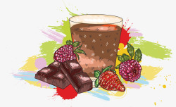 杯子中的草莓奶昔巧克力奶昔矢量图高清图片