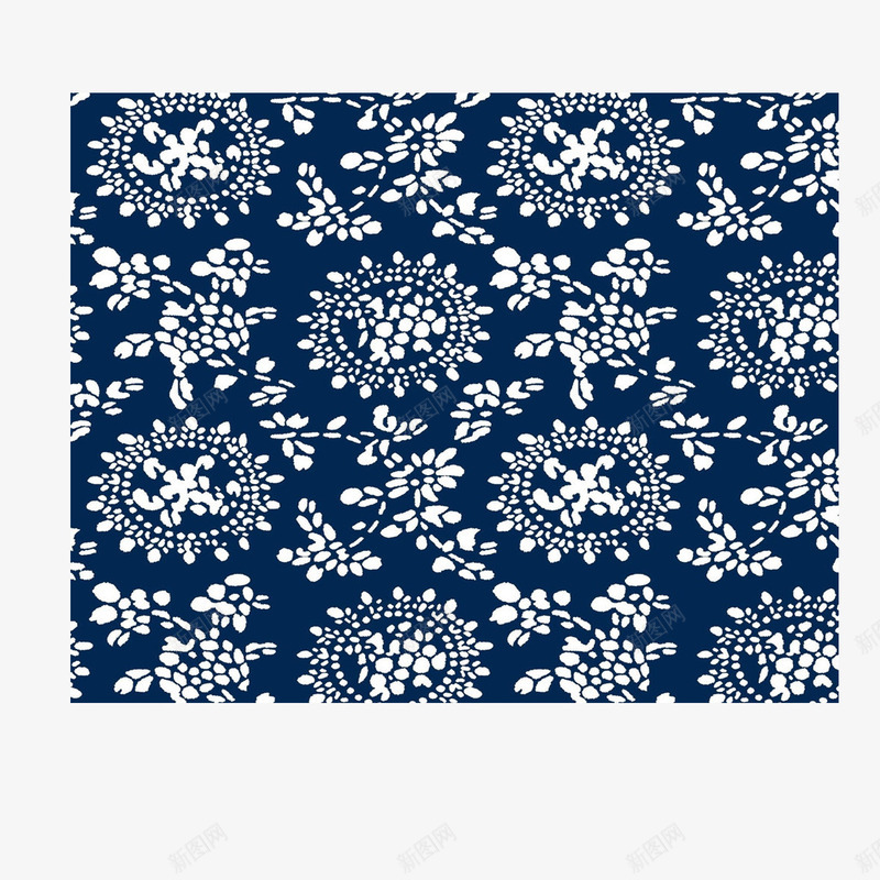 简单搭配png免抠素材_新图网 https://ixintu.com 中国传统印花布 布料 布料桌面 布材质 艺术 花卉素材 蓝印花布 装饰 鲜花