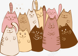一群卡通猫咪素材