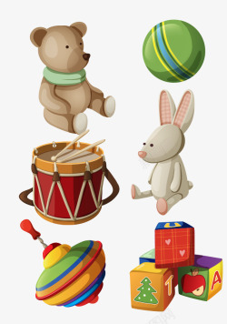 小熊敲鼓玩具精美儿童玩具矢量图高清图片