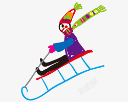 儿童涂鸦滑雪矢量图素材