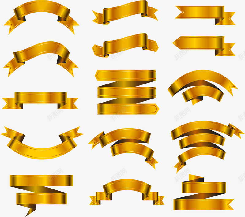 元旦新年装饰金丝带矢量图eps免抠素材_新图网 https://ixintu.com 涓濆甫 缂庡甫 褰甫 鐭噺绱犳潗 鑺傛棩瑁呴 閲戣壊 閲戣竟 矢量图