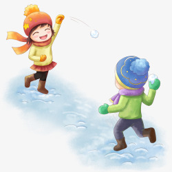 冬天的孩子冬天雪地打雪仗高清图片