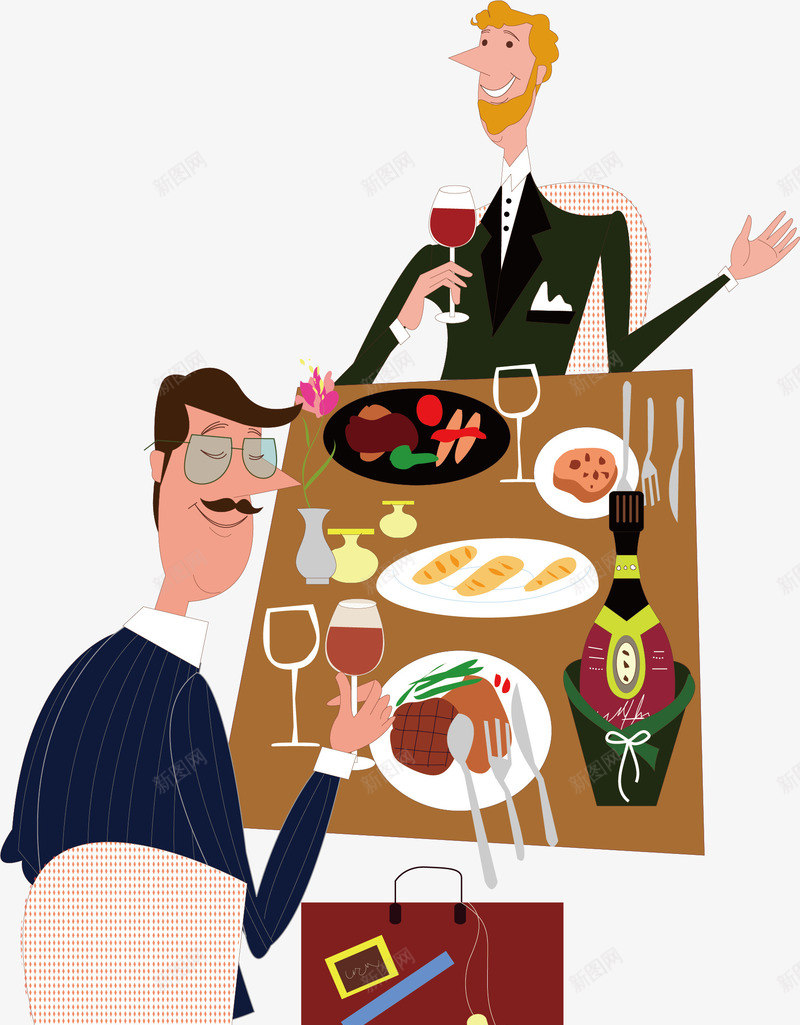 男士用餐png免抠素材_新图网 https://ixintu.com 卡通 手绘 用餐 男士