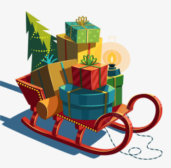 卡通雪橇礼盒圣诞节海报背景素材