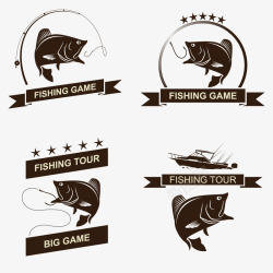 钓鱼标志4款精致钓鱼标志矢量图图标高清图片