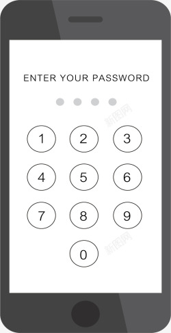 密码解锁灰色手机端解锁密码矢量图高清图片