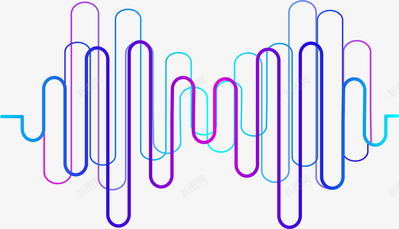 手绘科技感曲线装饰图案矢量图ai免抠素材_新图网 https://ixintu.com 创意 曲线 电流 电流线条 矢量图 科技感 线条 股市走向 音频