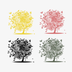 夏天大树四种颜色大树高清图片