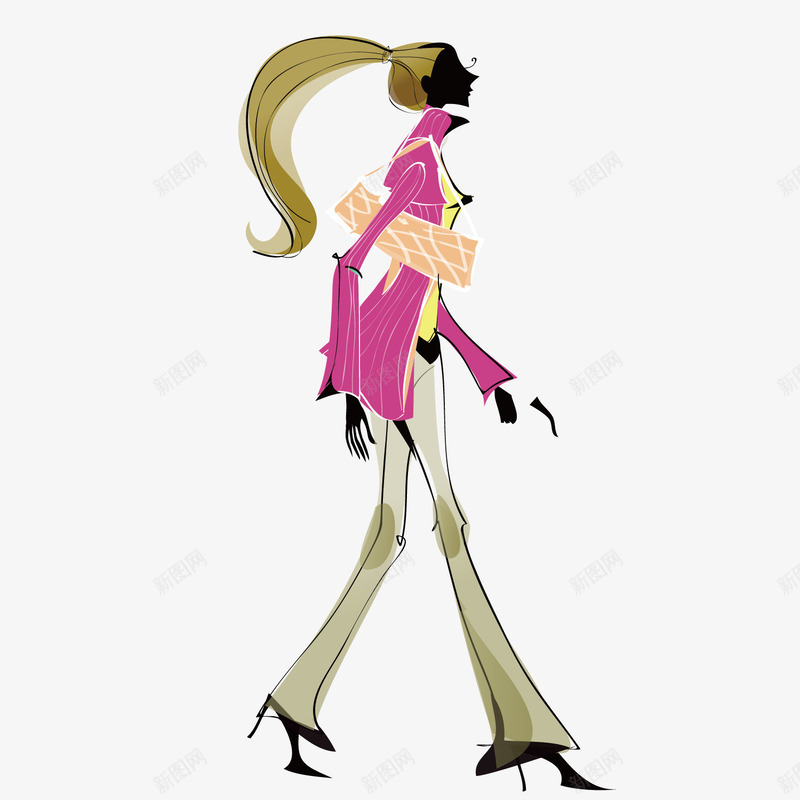 卡通人物插画png免抠素材_新图网 https://ixintu.com 卡通人物 商业地产 商业街人物 手绘插画 海报 矢量人物 行人 购物 购物人物装饰手绘 逛街 逛街的行人插画