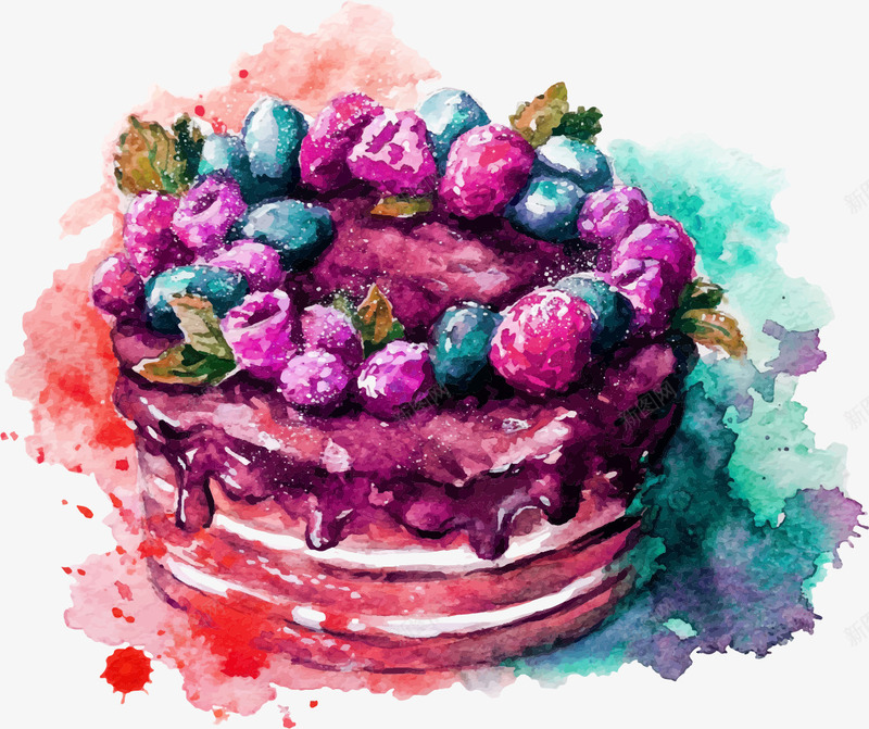 手绘水彩蛋糕矢量图eps免抠素材_新图网 https://ixintu.com 创意蛋糕插画 淡雅水彩画 美味水彩蛋糕 蛋糕 蛋糕手绘 矢量图