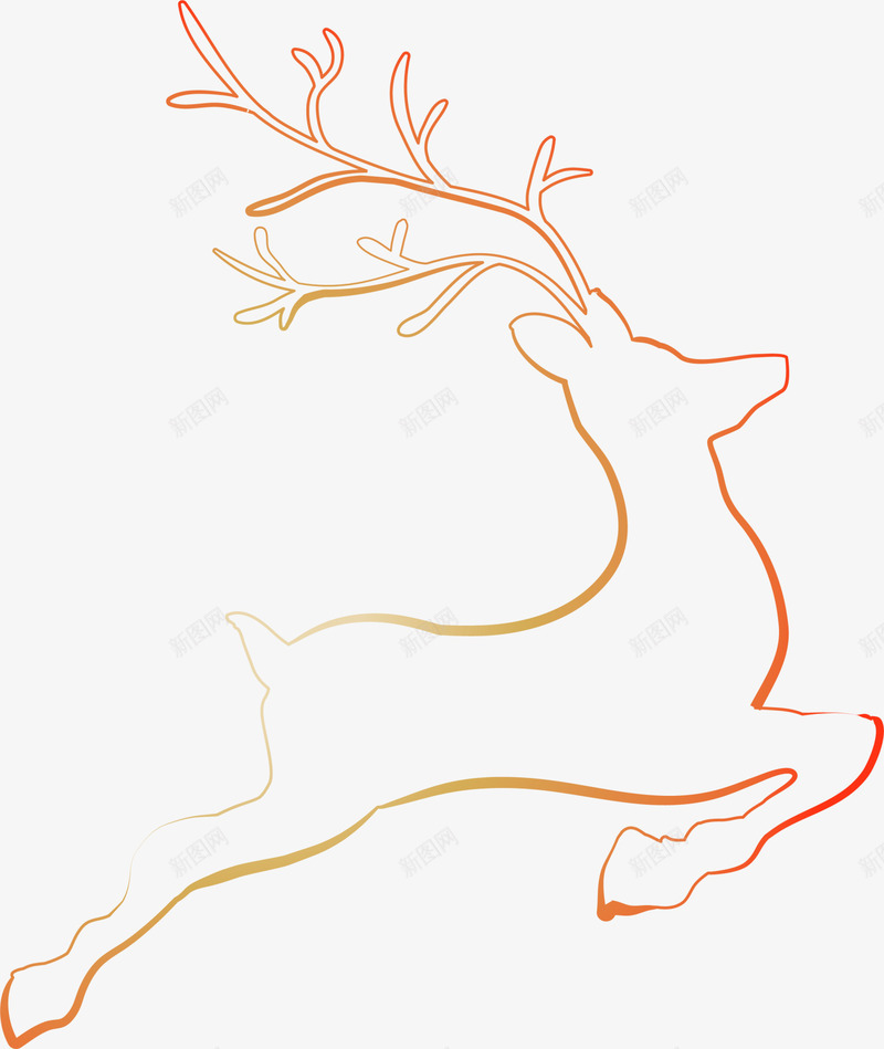 红色线条麋鹿png免抠素材_新图网 https://ixintu.com 圣诞节 红色麋鹿 线条小鹿 节日小鹿 装饰图案 闪耀麋鹿