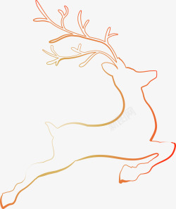 线条圣诞节红色线条麋鹿高清图片