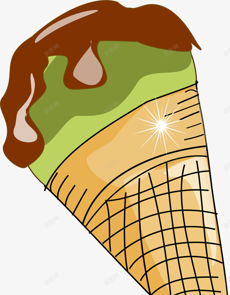黄色卡通冰淇淋png免抠素材_新图网 https://ixintu.com 冰淇淋 卡通 夏日 清凉 美食 闪耀 食物 黄色