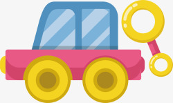 彩色小汽车卡通可爱婴儿用品矢量图素材