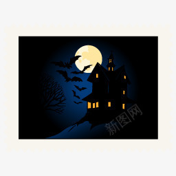 邮票可怕夜晚图标png_新图网 https://ixintu.com halloween night scary stamp 万圣节 可怕的 晚上 邮票