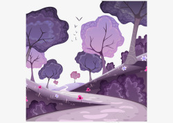 紫色森林小路素材