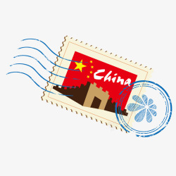 中国风邮票古典贴画邮票矢量图高清图片