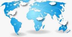 世界地图科技蓝色云朵科技感地图高清图片