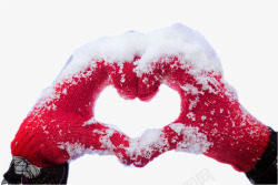 红色针织背景红色毛线手套围成的心形高清图片