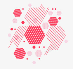 红色几何多边形交叉感网格素材
