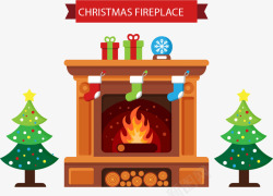 壁炉火炉温暖圣诞火炉矢量图高清图片