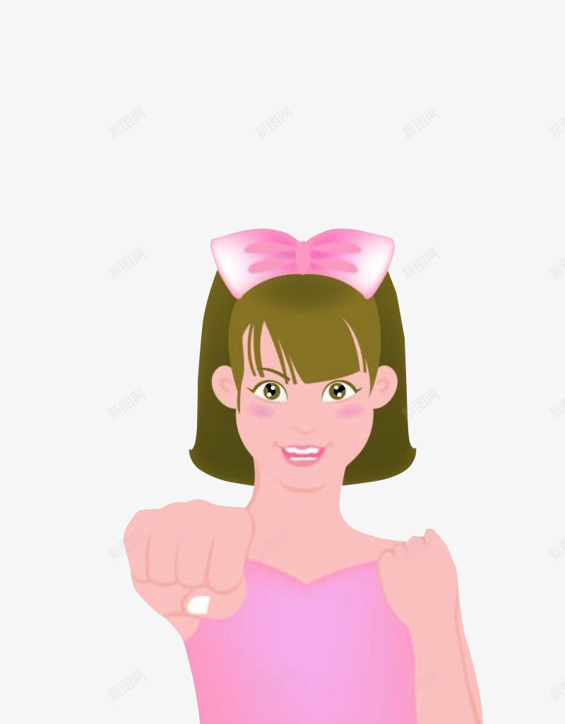 加油女孩png免抠素材_新图网 https://ixintu.com 加油表情 卡通 可爱 拳头 短发 粉色 蝴蝶结