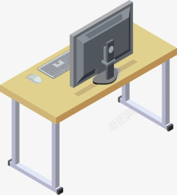 木质电脑桌矢量图素材