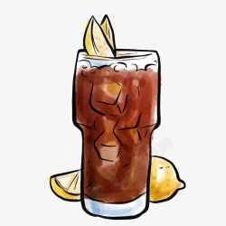 碳酸冷饮机一杯手绘的柠檬可乐矢量图高清图片