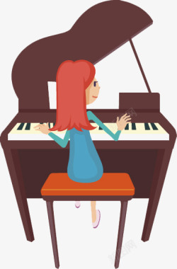钢琴PNG图弹钢琴的女孩图高清图片