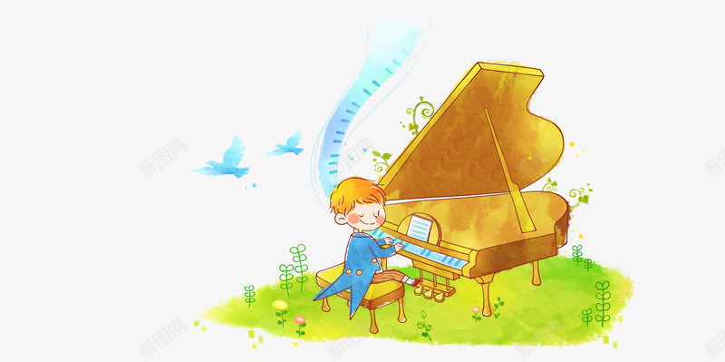 弹钢琴的小王子png免抠素材_新图网 https://ixintu.com 燕尾服 琴谱 男孩 钢琴