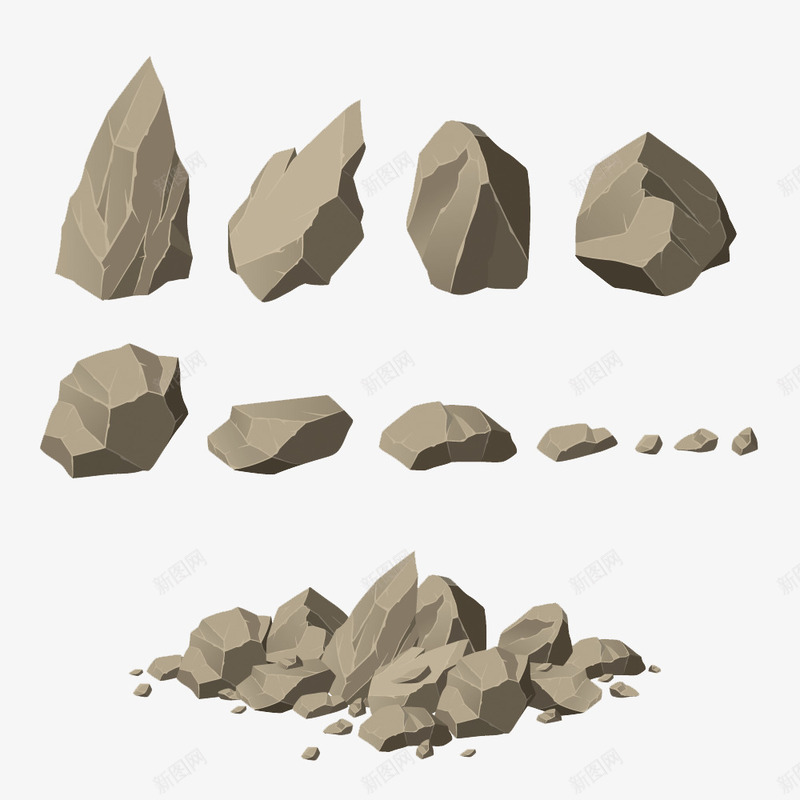 卡通石头png免抠素材_新图网 https://ixintu.com 卡通 堆石块 岩石 灰色 石头