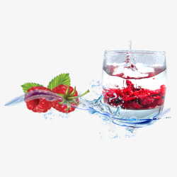 夏季清爽水纹蔓越莓果汁饮料素材