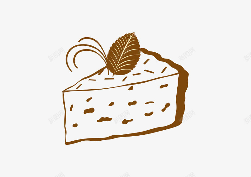 蛋糕矢量图ai免抠素材_新图网 https://ixintu.com 甜品 线稿 褐色 矢量图