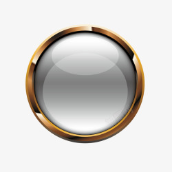 水晶按钮图灰色金属框圆形水晶按钮矢量图高清图片