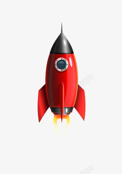 红色创意手绘火箭升空素材