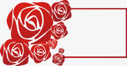 剪纸框红色玫瑰花浮雕花标题框高清图片