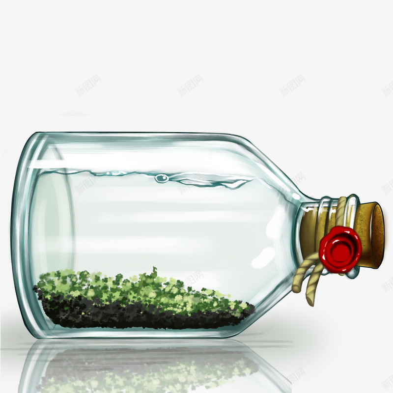 水瓶漂流瓶绿色植物png免抠素材_新图网 https://ixintu.com 漂流 绿色植物