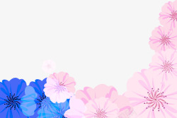 精致花边粉色蓝色花朵装饰边框素材
