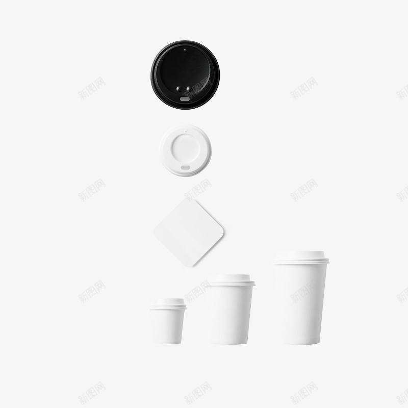 简易咖啡杯psd免抠素材_新图网 https://ixintu.com 产品实物 奶茶杯 杯盖 白色 白色咖啡杯 盖子 黑色