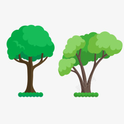 绿色环保素材园林观赏树木手绘水彩卡通树木素矢量图高清图片