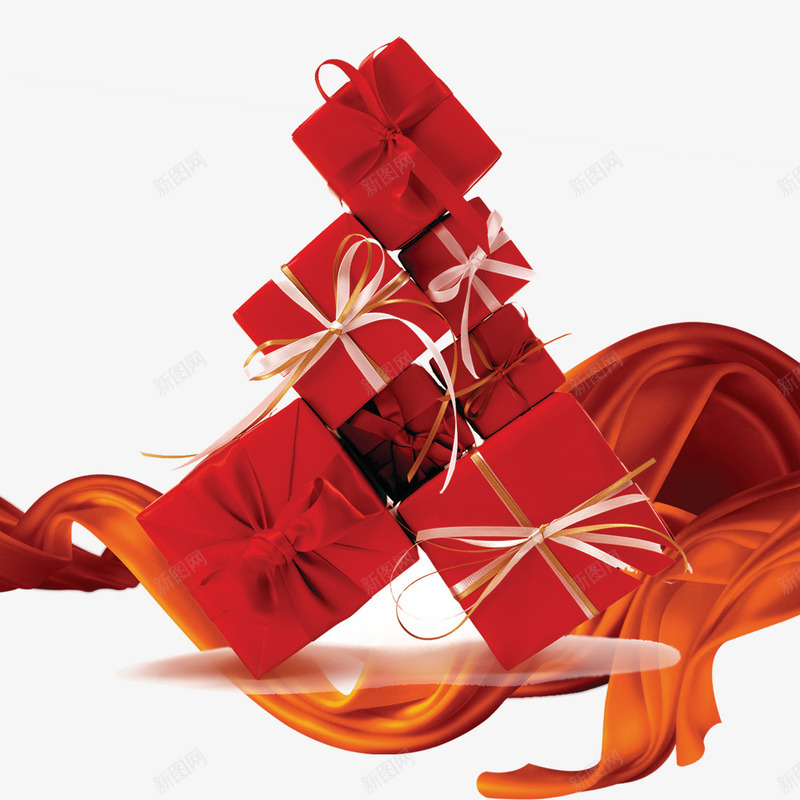 红色礼物盒丝带psd免抠素材_新图网 https://ixintu.com 丝带 产品实物 婚庆产品 礼物盒