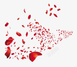 红色玫瑰花瓣漂浮素材