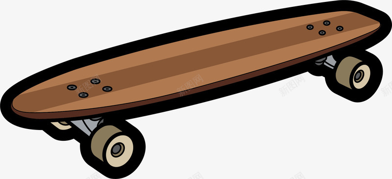 咖啡色木板材质滑板png免抠素材_新图网 https://ixintu.com 咖啡色 四轮滑板 木板材质 木质滑板 滑板 矢量扁平滑板 竞技滑板