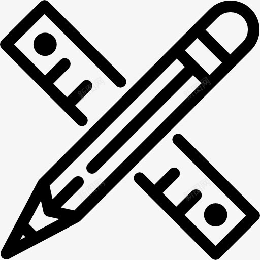 铅笔和直尺划线图标png_新图网 https://ixintu.com 办公材料 图纸 学校材料 木工 测量器具 铅笔