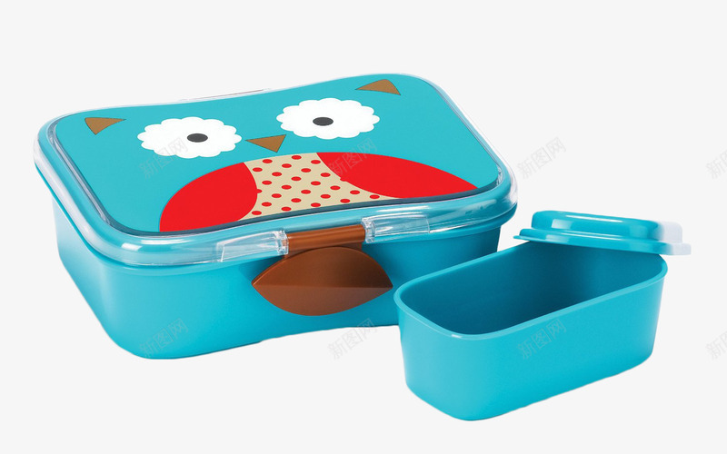 美国SkipHop午餐盒png免抠素材_新图网 https://ixintu.com 产品实物 可爱动物园 猫头 蓝色 餐具